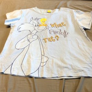 Looney Toons Womens Tweetie Bird Bedazzled Graphic Tee Blue/Yellow Large